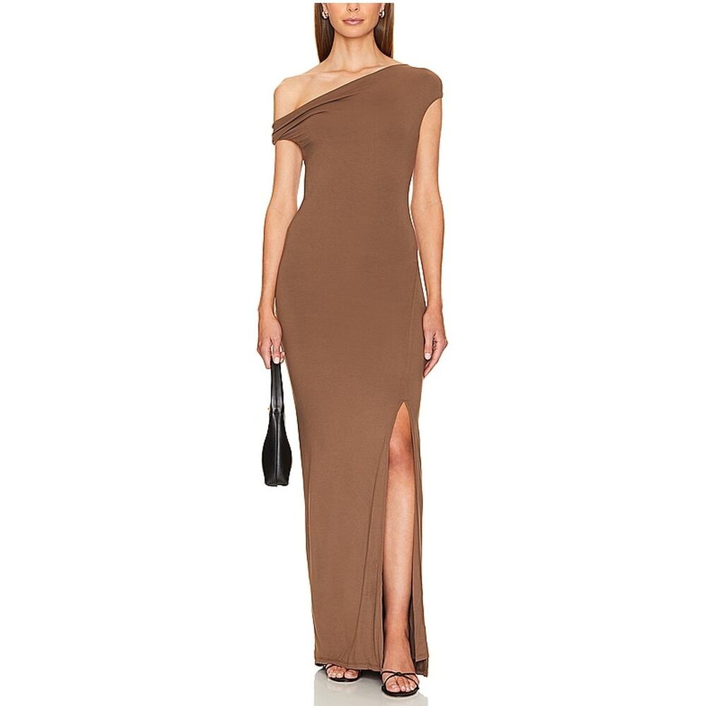 Rue Sophie Elegant Brown Arlette Twist Maxi Dress Size S